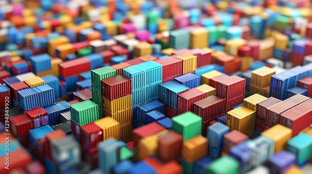 Obraz premium Colorful Shipping Containers: Global Trade, Logistics, and Transportation Concept