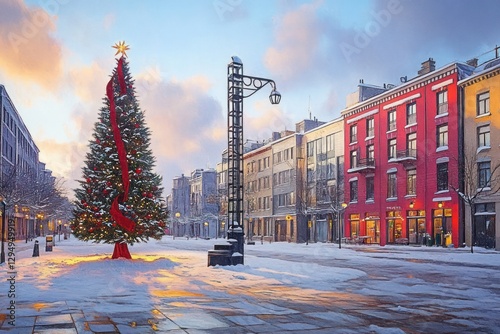 Christmas Tree in Port Noblessner Square Tallinn Winter Scene photo