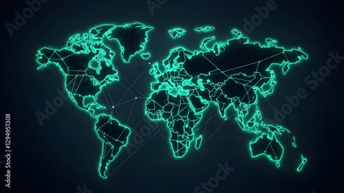 Digital World Map Technology Network Connection Global Business