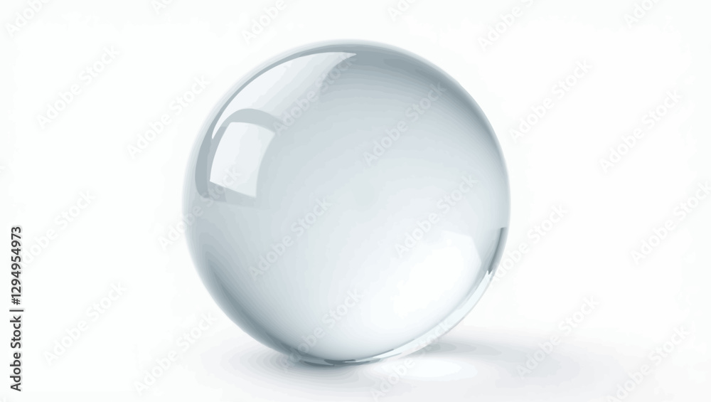 A smooth and transparent glass sphere with soft reflections, isolated on a bright background. A smooth and transparent glass sphere with soft reflections, isolated on a bright background.