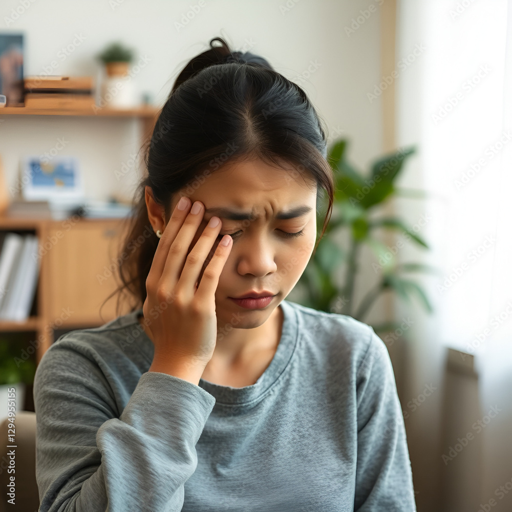 young hispanic woman feeling bored, frustrated and sleepy after a tiresome, dull and tedious task, holding face with hand. earth planet concept young hispanic woman feeling bored, frustrated and sleepy after a tiresome, dull and tedious task, holding face with hand. earth planet concept
