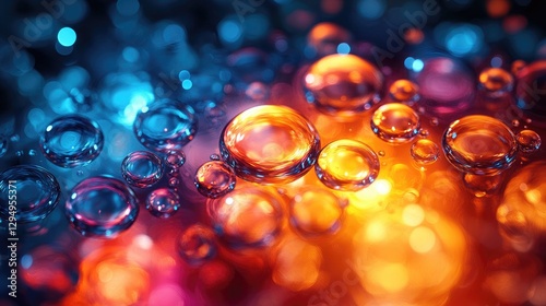 Colorful abstract image of water droplets reflecting light in vibrant hues, creating a mesmerizing background