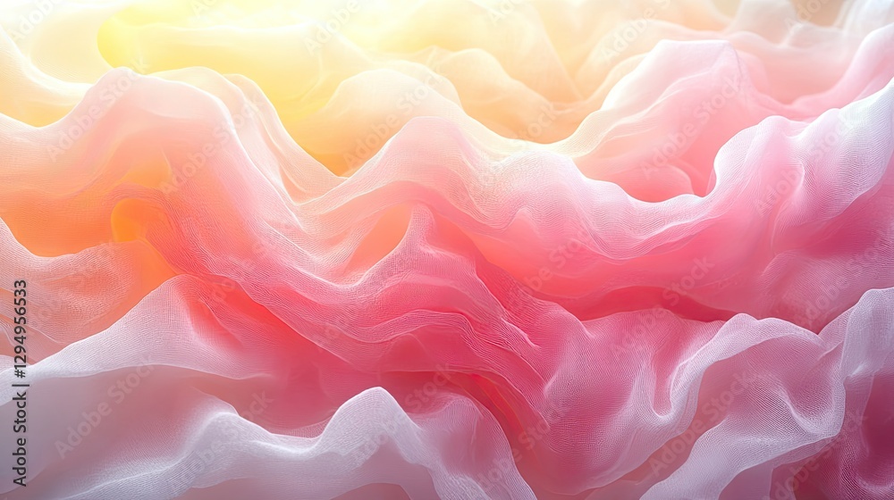 Obraz premium Abstract flowing fabric waves in soft pastel colors with a dreamy background ambiance
