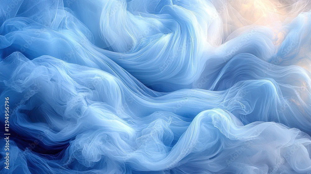 Obraz premium Soft flowing blue fabric-like textures creating a serene atmosphere with gentle light