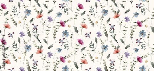 floral garden watercolor seamless pattern