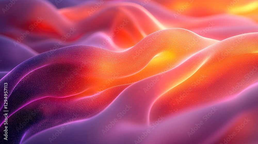 Obraz premium Abstract waves of colorful light undulating in a surreal landscape, creating a vibrant atmosphere