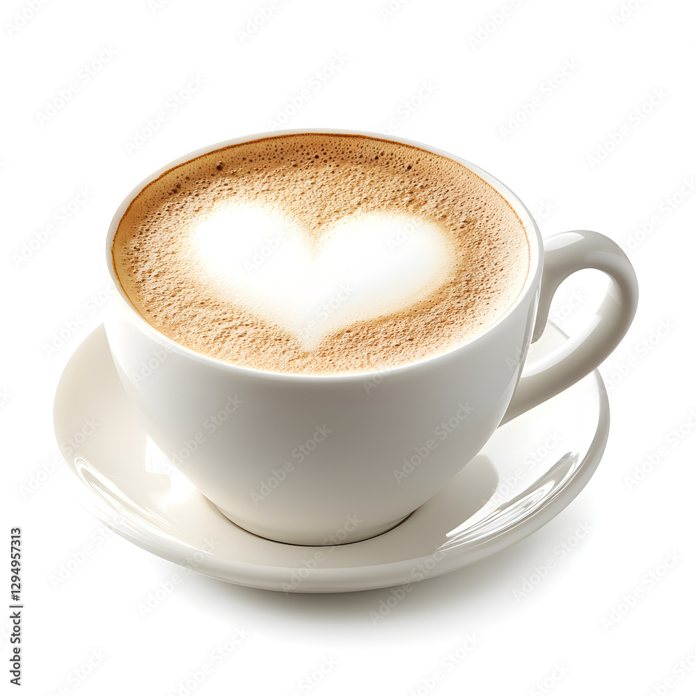 Fototapeta premium Heart Latte Art Coffee Cup Cappuccino Hot Drink