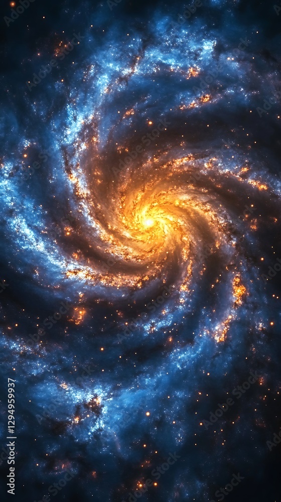 Fototapeta premium Spiral galaxy, cosmic swirl, space background, universe