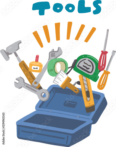 ツールボックス　工具箱と道具のイラス