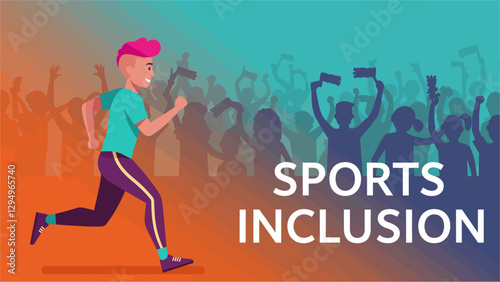 Non-binary person running in an inclusive sporting event. Sports inclusion and diversity