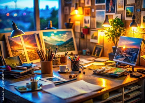 Wallpaper Mural Tilt-Shift Storyboard: Miniature Filmmaking Desk Scene Torontodigital.ca