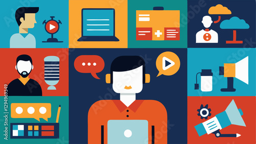 These descriptions capture the essence of what live stream technicians do illustrating various aspects of their work in a visual format.