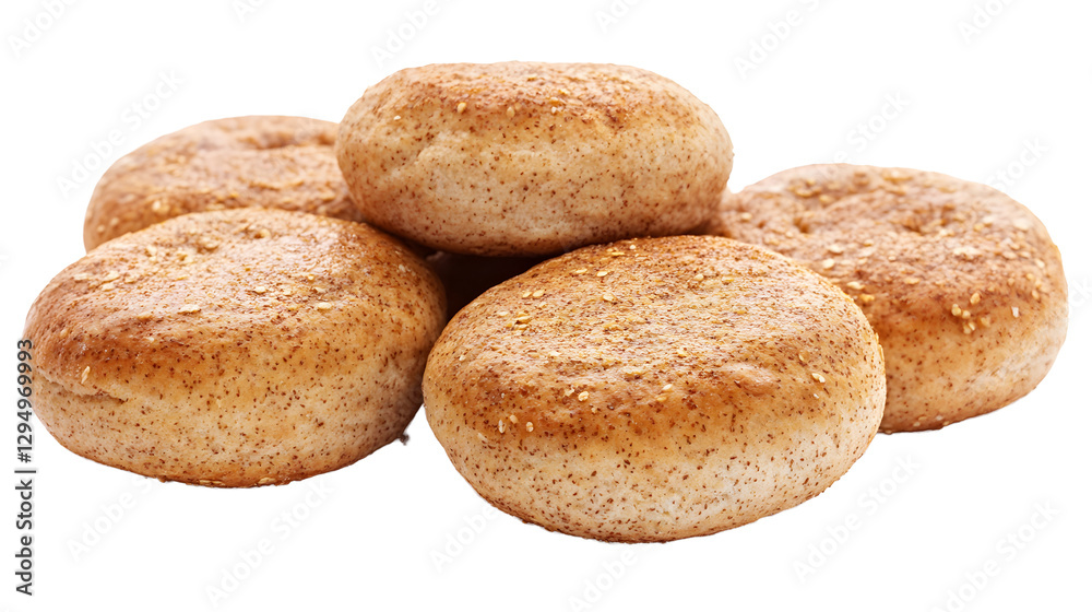 Group of wholemeal English muffins isolated on a white background
Group of wholemeal English muffins isolated on a white background