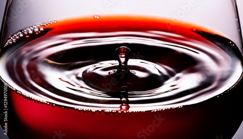 Macro shot of a wine swirl in a glass, with deep red reflections dancing in the light, capturing the elegance and movement of the rich wine.