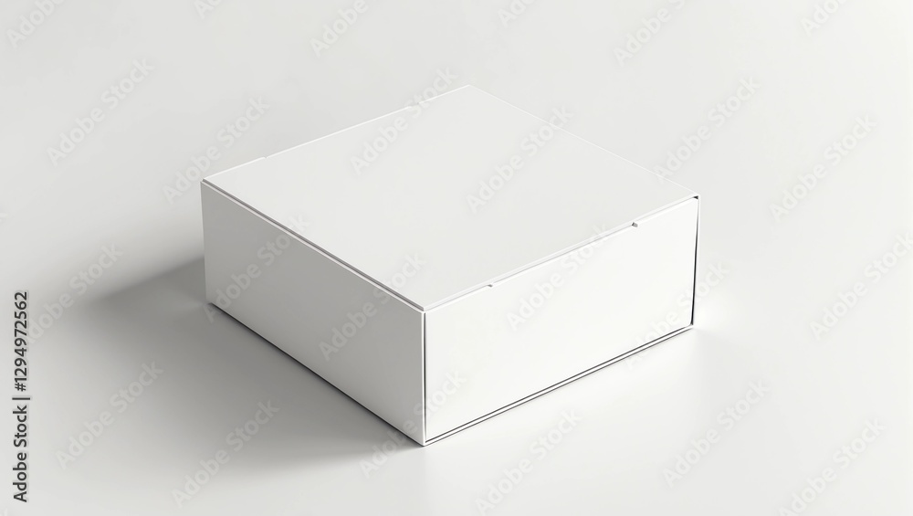 Naklejka premium White horizontal rectangle blank box from top side far angle 
