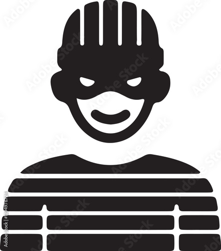 The illustration shows a person wearing a prison uniform due to criminal activity