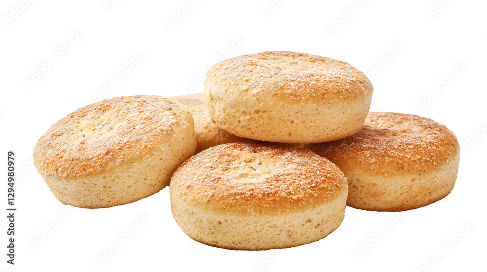 Group of wholemeal English muffins isolated on a white background
Group of wholemeal English muffins isolated on a white background