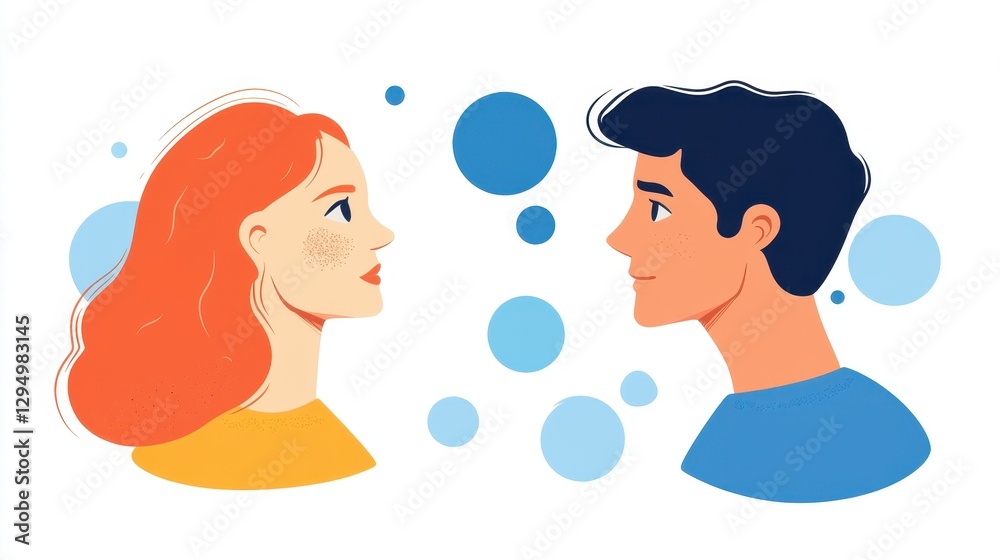 Young Couple: A Modern Illustration of Connection and Romance Young Couple: A Modern Illustration of Connection and Romance
