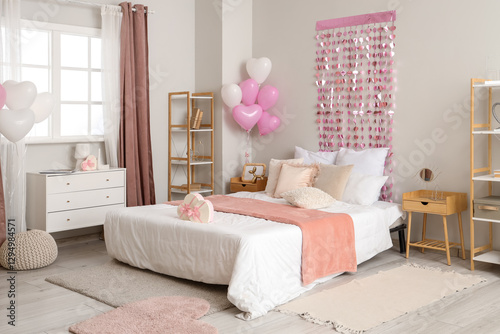Interior of bedroom decorat...