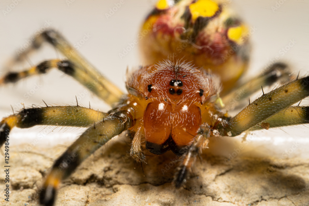 Portrait of orange spider, Alpaida veniliae