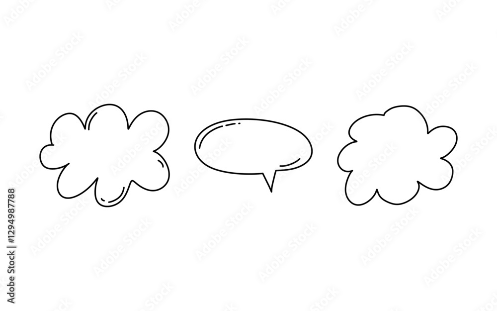 Bubble speech outline style on white background. Bubble speech for comic decoration Bubble speech outline style on white background. Bubble speech for comic decoration
