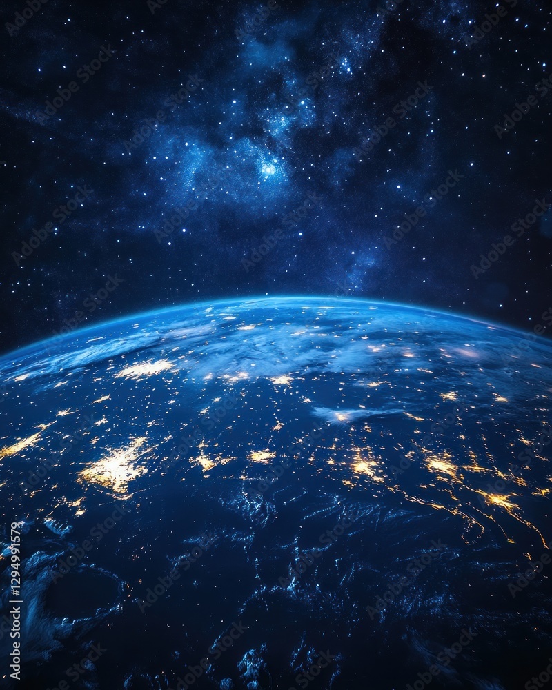 Obraz premium Earth at Night with City Lights over Eastern Asia