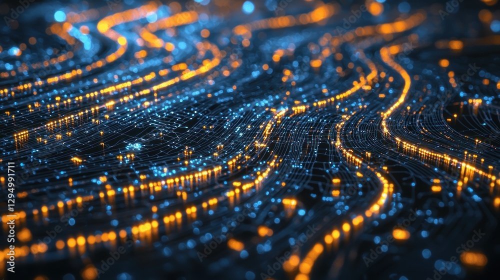 Abstract glowing network data stream. Abstract glowing network data stream.