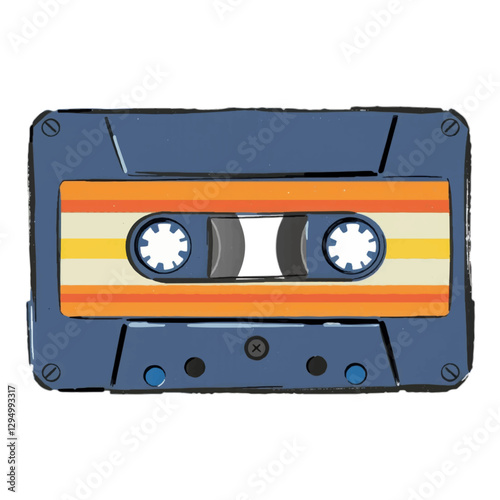 Illustration of a Retro Cassette Tape isolated on White Background.