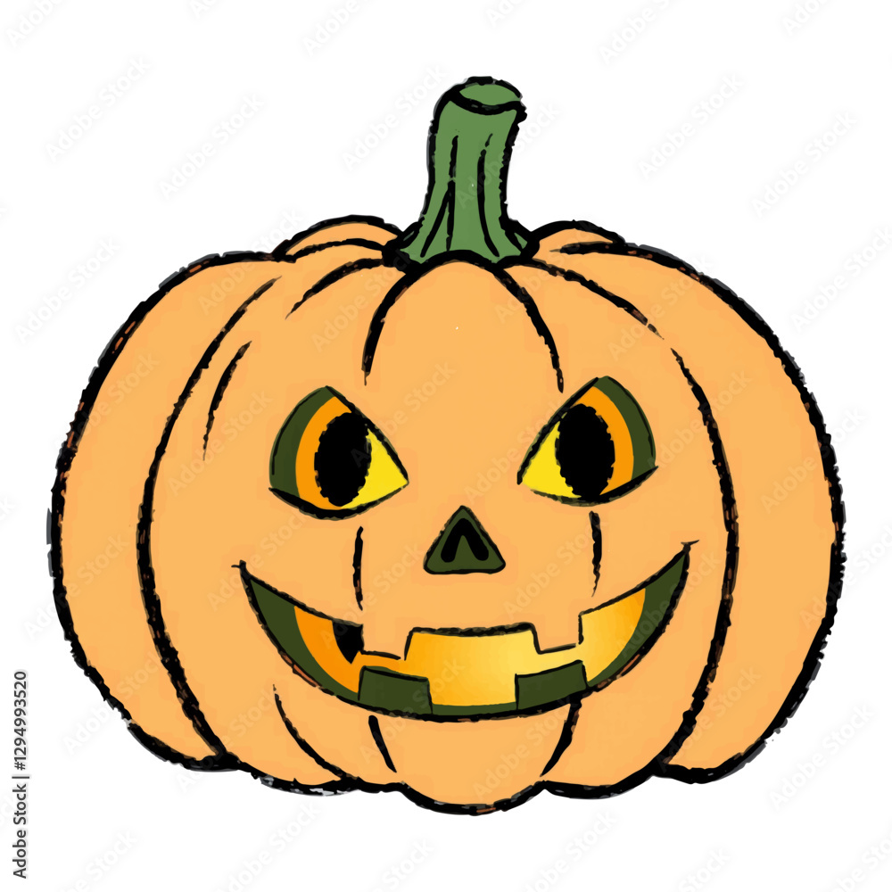 Fototapeta premium Illustration of a Charming Pumpkin Lantern Isolated on White Background.