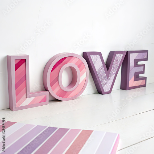 LOVE Typography Design - Modern Layered Pastel Letters , Generative AI