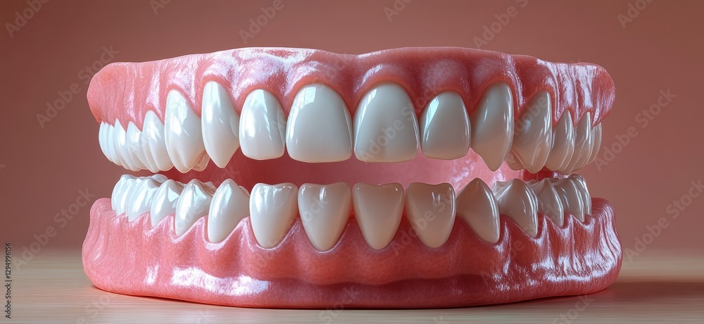 Obraz premium 3D Render of Human Mouth with Detailed Teeth Tongue and Gums in Realistic Dental Care