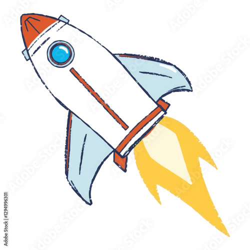 Illustration of a Spaceship in Orbit isolated on White Background.