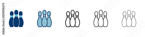 Bowling game Pin Icon vector isolated on white background. Bowling icon, ball and pin