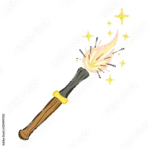 Illustration of a Magic Wand with Sparkles