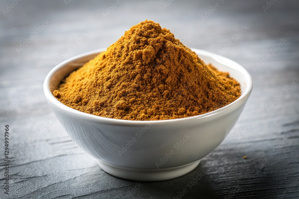 Cumin powder in a minimalist bowl, elegant against natural light. Studio close-up. Cumin powder in a minimalist bowl, elegant against natural light. Studio close-up.