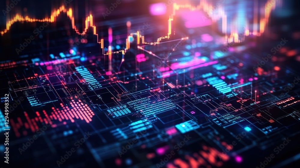 Close-up of a computer circuit board with colorful background and electronic components in detail Close-up of a computer circuit board with colorful background and electronic components in detail