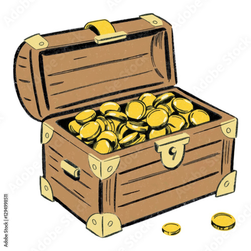 Illustration of a Pirate Treasure Chest Isolated on White Background.