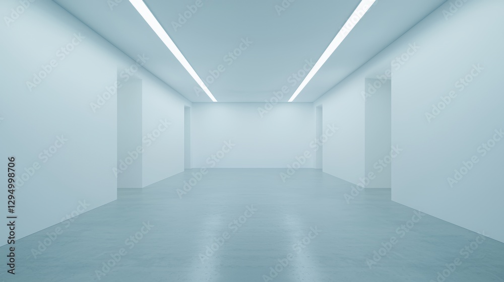 Empty White Room with Bright Fluorescent Lighting Empty White Room with Bright Fluorescent Lighting