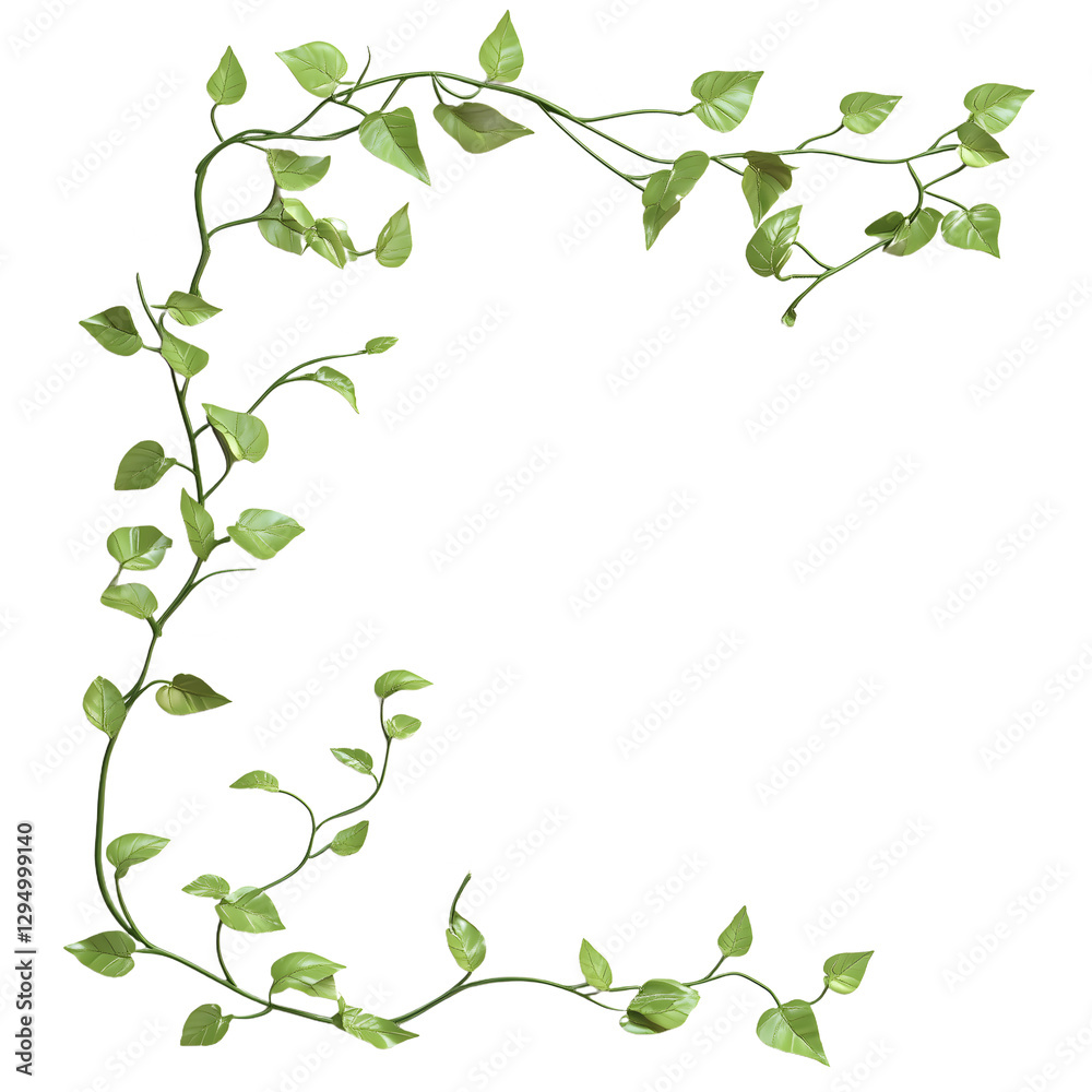 Obraz premium green leaves frame set design nature isolated on transparent background