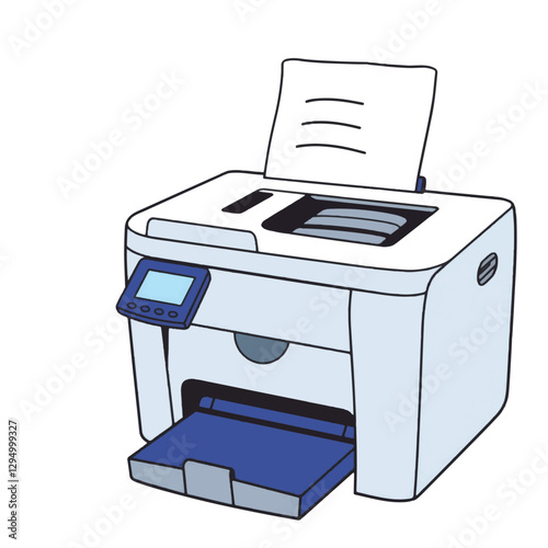 Illustration of Office Printer isolated on White Background.