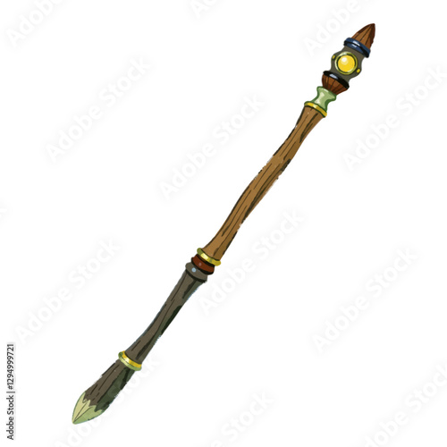 Illustration of a Fairy Tale Magic Wand Isolated on White Background.