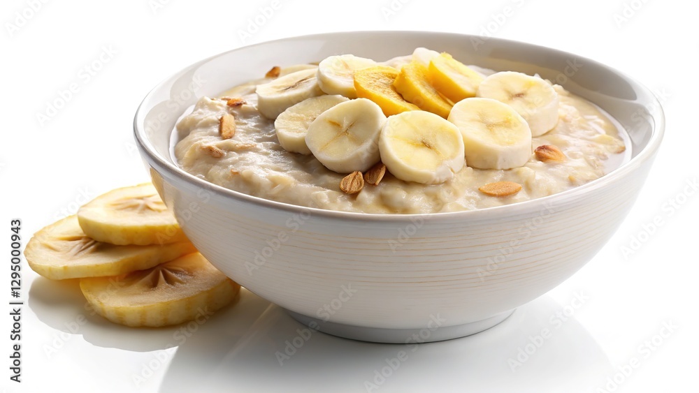 Oatmeal Porridge Delicacy with Banana Slices Oatmeal Porridge Delicacy with Banana Slices