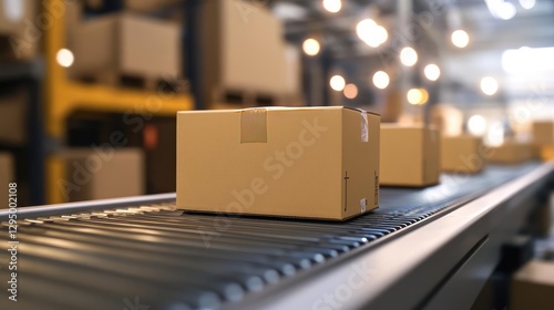 Wallpaper Mural Intricate Warehouse Fulfillment Scene Showcasing Cardboard Packages Gliding on Conveyor Belts Amid Automated E-Commerce Delivery Operations Torontodigital.ca