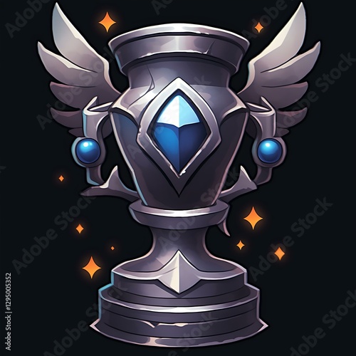 Winged Victory Trophy Ornament with Jewel for Gaming Achievement and Fantasy Awards Illustration photo