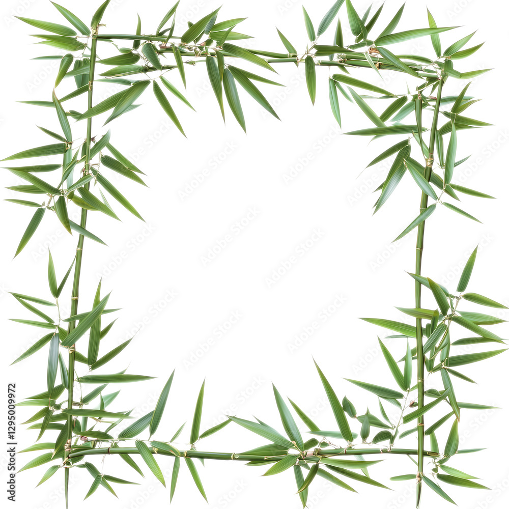 Naklejka premium Set bamboos frame leaf decor isolated on transparent background