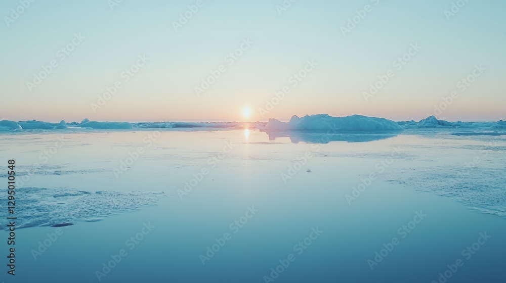 Obraz premium Arctic Sunset Over Icy Ocean