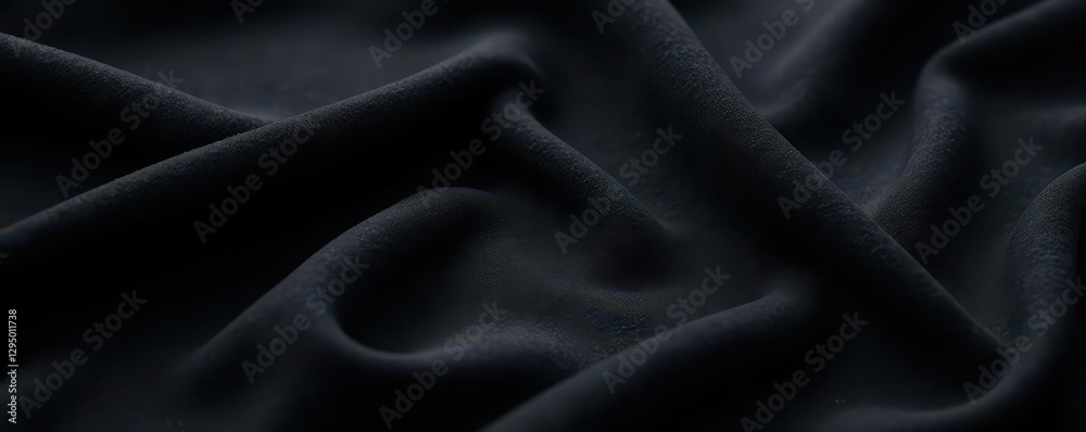 Fototapeta premium Deep black suede, soft nap, subtle light reflections, black suede texture, wallpaper