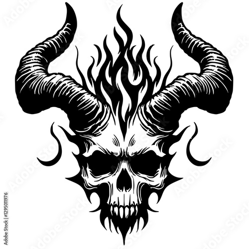 Gothic metal skull silhouette vector design