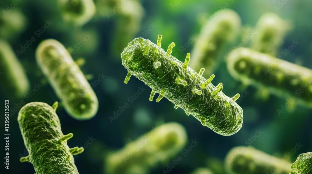 Naklejka premium Microscopic view of rod-shaped bacteria.