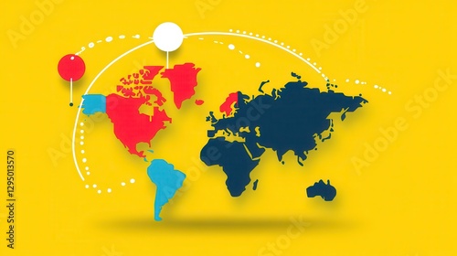Colorful World Map with Arrows Signifying Global Connections